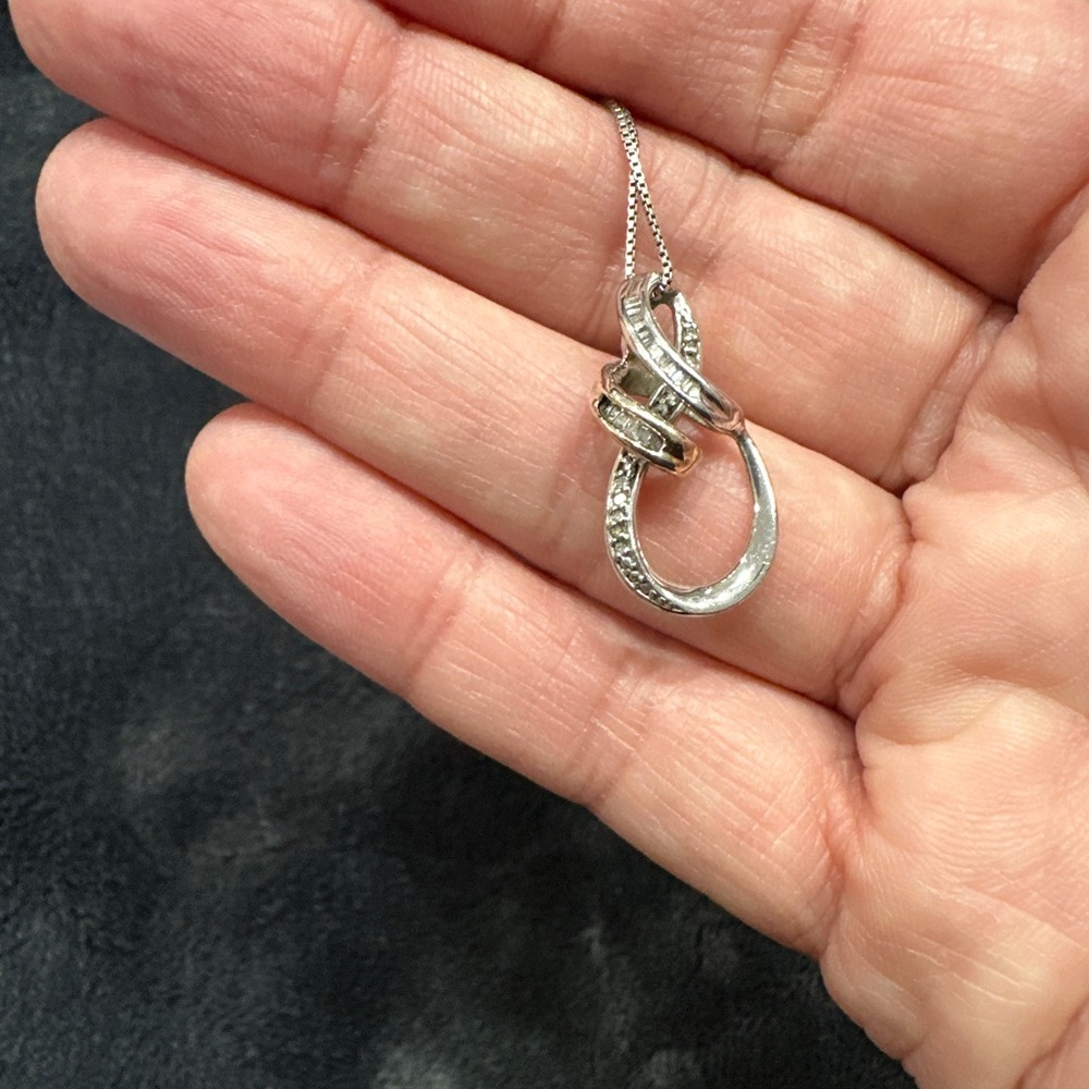 14 karat white and yellow gold necklace with tiny diamonds